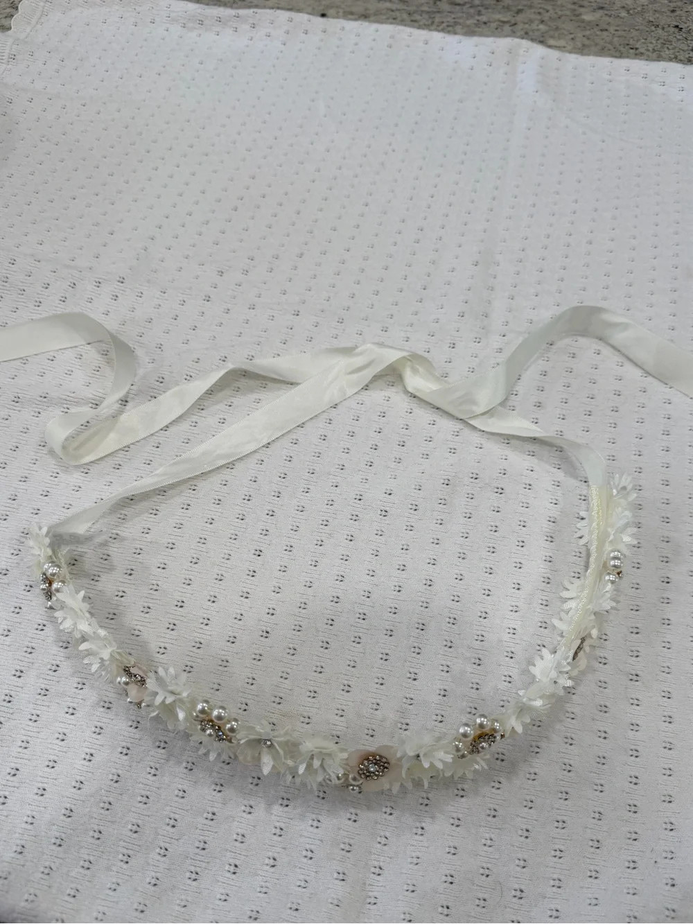Floral Headband with Pearl & Crystal Accents